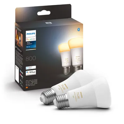 Zdjęcie produktu dla Philips Hue White ambiance Inteligentna żarówka A60 E27 - 800 (2 szt.), Inteligentne żarówki, Bluetooth/Zigbee, Biały, LED, E27, A60