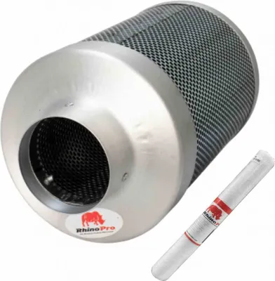 Produktbild von Rhino Pro Aktivkohlefilter 100mm 255m³/h – Premiumfilter für Growräume & Zelte