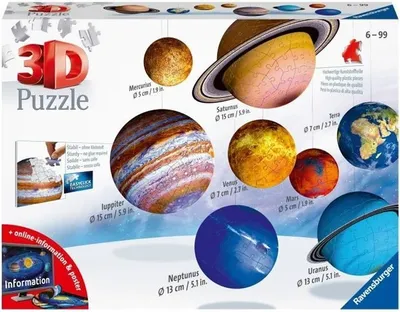 Produktbild von 3D Puzzle Sonnensystem Ravensburger, 8 Planeten, 522 Teile, Ab 6 Jahren, Lernpuzzle