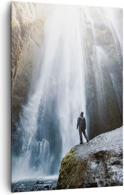 Produktbild von Bild auf Leinwand - Leinwandbild - Einteilig - Berg Wasserfall - 80x120cm - Wand Bild - Wanddeko - Wandbilder - Leinwanddruck - Kunstdruck - Wanddekoration - Leinwand bilder - Wandbild - PA80x120-4093