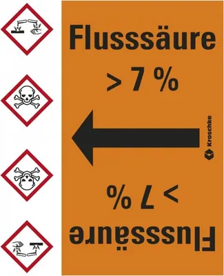 Produktbild von Dreifke® Rohrleitungsband Flusssäure > 7%, praxisbewährt, ab Ø50mm, orange/sc...