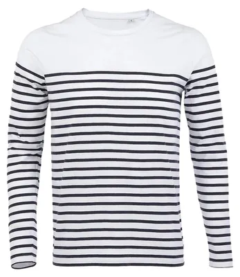 Immagine prodotto di SOLS - T-shirt da uomo "Matelot" a maniche lunghe LT1697 (XL) (bianco/blu navy)
