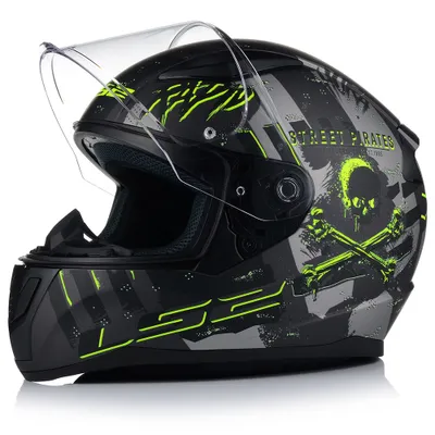 Produktbild von LS2 FF353 Rapid II Pirates Helm, schwarz matt/grau/neon-gelb, XL (61/62)