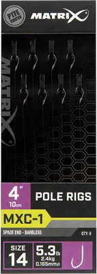 Produktbild von Matrix MXC-1 - Gr. 14 Barbless / 0,165mm / 4" (10cm) Pole Rig - 8 Stk.