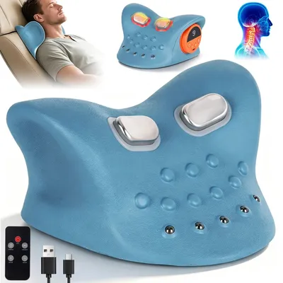 Produktbild von Elektrisches Nackenmassagekissen mit Wärme und Vibration, 1500 mAh, USB-C, ergonomisch