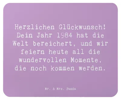 Produktbild von Mr. & Mrs. Panda Mousepad Spruch 1984 Geburtstag - Lavendeltraum - Geschenk, feiern, Geburtstagsgeschenk, Geburtsjahr, Happy Birthday, laptop, Jahr, mauspad, Mouse Pad