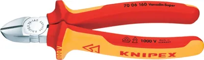 Produktbild von KNIPEX 70 06 160 Seitenschneider isoliert mit Mehrkomponenten-Hüllen, VDE- verchromt 160 mm
