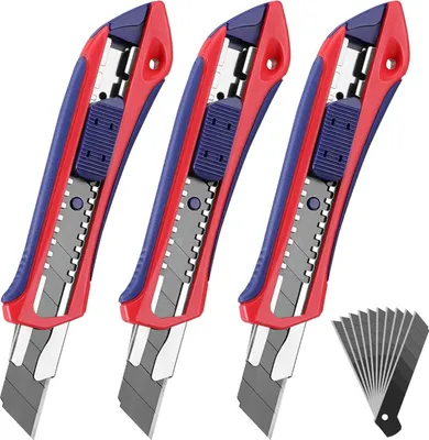 Produktbild von Cuttermesser Set 18mm mit 10 Ersatzklingen SK5 Profi Gummigriff