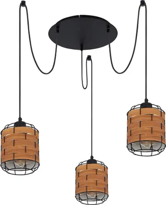 Produktbild von Hängeleuchte, Textilkabel, Holzoptik, braun, H 200 cm