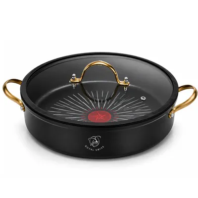 Image de Poêle à braiser 28 cm, noire, revêtement antiadhésif marbré, compatible induction, Royal Swiss