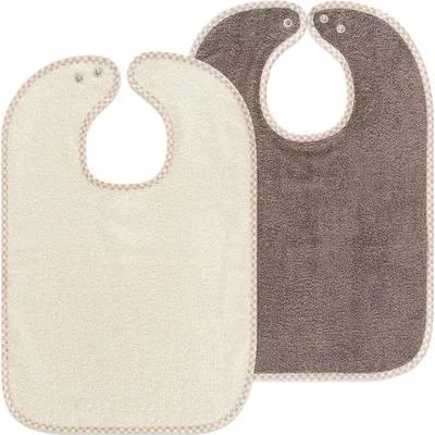 Two bibs are shown side-by-side against a white background.