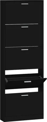 Zdjęcie produktu dla vidaXL Szafka na buty czarna 59x17x169 cm Materiał drewnopochodny