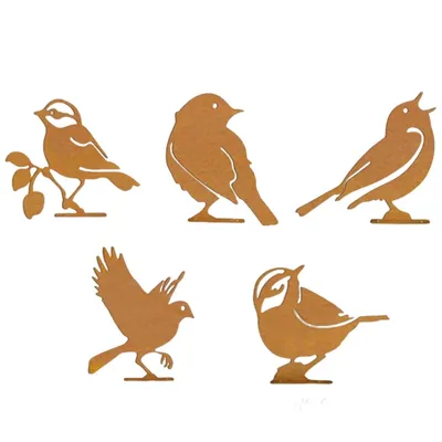 Produktbild von 5pcs Vogelschutz-Deko,Vintage-Metallschilder rostige Metallstäbe, Vogel-Gartenkunst,für Zaun,Blumentöpfe,Pflanzkästen,Outdoor,Garten, Rasen,Terrasse
