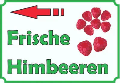 Produktbild von Verkaufsschild Schild Himbeeren links A6 Rückseite selbstklebend