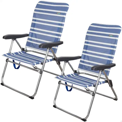 2er-Set Strandstühle Mykonos, Aluminium, 5 Positionen, 61x63x93 cm