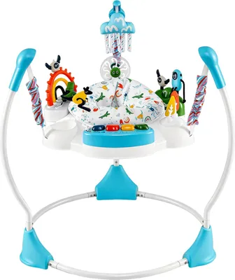 Zdjęcie produktu dla COSTWAY Baby Jumperoo, chodzik z regulowaną wysokością, siedziskiem obracającym się o 360° i tacką muzyczną, leżaczek dla niemowląt z oświetleniem i dźwiękiem, centrum aktywności dla dzieci od 6 miesiąca życia, niebieski