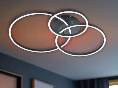 Produktbild von LED Deckenleuchte WINONA flach mit Fernbedienung dimmbar, 78cm, schwarz