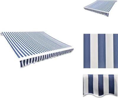 Produktbild von vidaXL Markisenbespannung Canvas Blau & Weiß 3 x 2,5 m (ohne Rahmen) -  Markisen