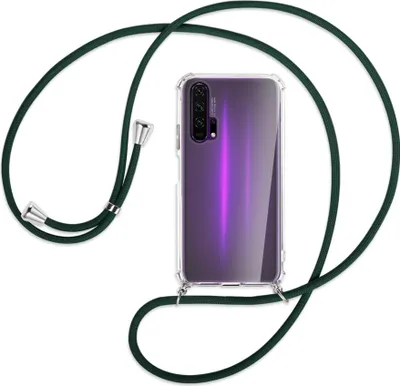 Produktbild von Handykette Backcover-Schutzhülle mit Band (Metall silberfarben) für Honor 20 Pro - dunkelgrün