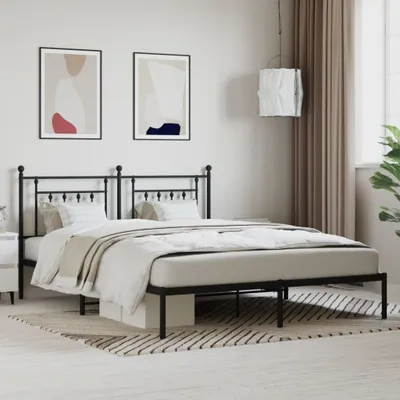 Immagine prodotto di The Living Store Struttura letto con testiera in metallo nero 183x213 cm