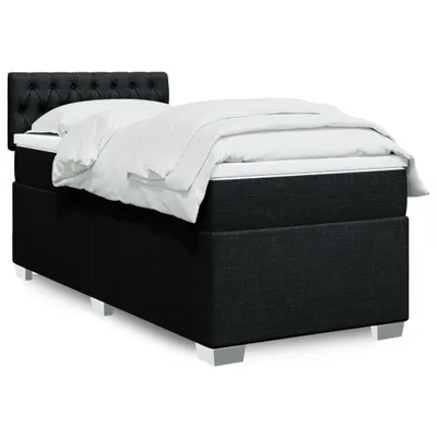 Produktbild von Boxspringbett mit Matratze Schwarz 90x200 cm Stoff, Klassische Betten 2024 Neu
