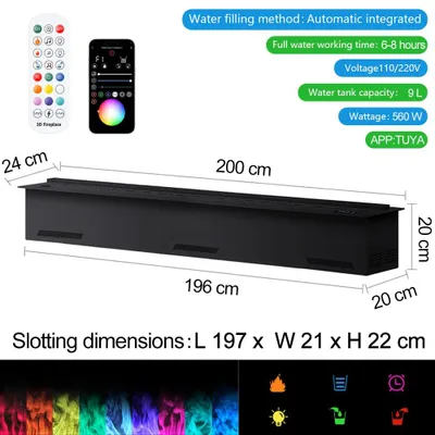 Image de Chauffage d'ambiance à vapeur - Cheminée d'ambiance - Humidificateur - Cheminée électrique - Cheminée à vapeur 3D