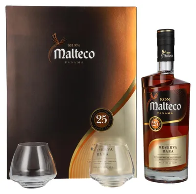 Produktbild von Ron Malteco 25 Years Old Reserva Rara 40% Vol. 0,7l in Geschenkbox mit 2 Gläsern
