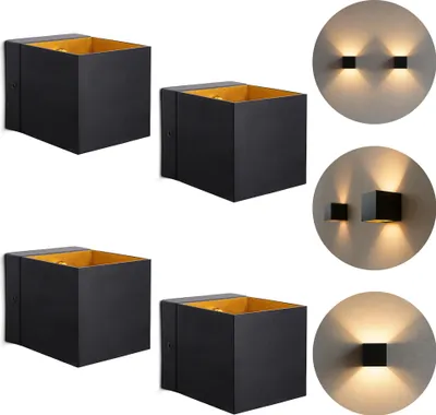 Produktbild von SSC-LUXon 4x Wandleuchte LED EPITA schwarz gold – dimmbare Wandstrahler Innen mit G9 warmweiß Glühbirne -Ambiente Wandlicht für Wohnzimmer & Flur