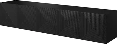 Obrázok produktu pre Závesná Tv Komoda Asha – 200 Cm, Čierny Mat, Geometrický Vzor