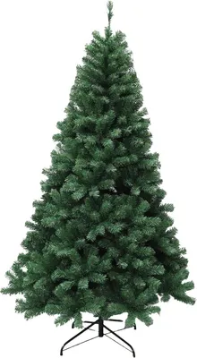 Produktbild von Vorbelauchteter künstlicher Weihnachtsbaum 210 cm – 1200 Spitzen – 250 LED warmweiß – Metallständer – Grün