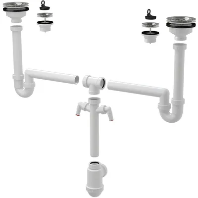 Obrázek produktu pro Alcadrain – univerzální sada sifonu pro dvojité umyvadlo DN50/40