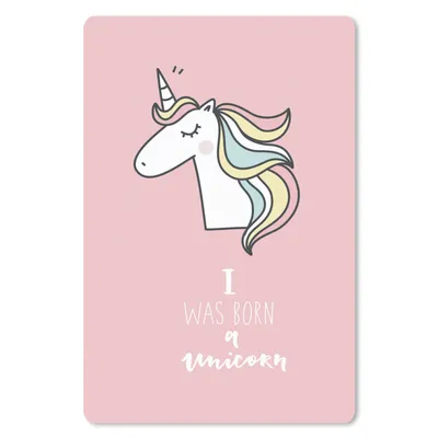 Produktbild von MuchoWow® Mauspad Mousepad Einhorn - Zitate - Rosa - Ich wurde als Einhorn geboren - Mädchen - Kind 40x60 cm - Mousepads - Maus Mat - Pad - Mausunterlage - Schreibtisch Accesoire