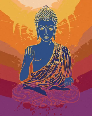 Produktbild von Zuty - Malen nach Zahlen - BUDDHA AUF ORANGEFARBENEM HINTERGRUND, 40x50 cm, ohne Keilrahmen
