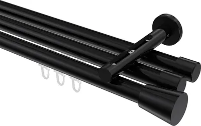 Produktbild von Interdeco Innenlaufstange / Gardinenstange mit Innenlauf Schwarz, Typ Siteno Sitra (Konus), 20 mm Ø 3-läufig, 420 cm