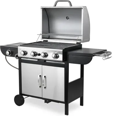 Image de Barbecue à gaz - Grill à gaz - Barbecue - Barbecue sur chariot - Grill d'extérieur - 4+1 brûleurs en acier inoxydable