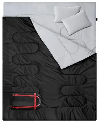 Produktbild von Doppelschlafsack, Schlafsack 2 Personen 220x150cm Schlafsack Outdoor mit 2 Kissen Deckenschlafsack für Camping, Wandern, Familie & Festival