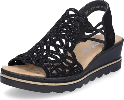 Produktbild von Rieker Damen Sandalette Hochfront mit Strass und Cut-Outs 67465, Größe:42 EU, Farbe:Schwarz