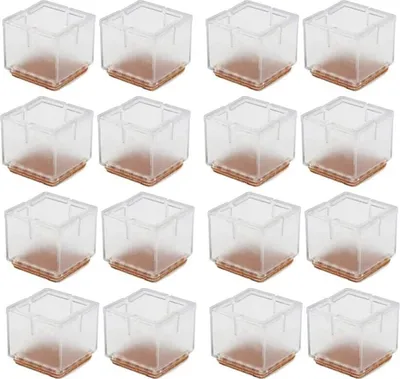 Produktbild von 16 Stück Stuhlbeinschoner, quadratische Stuhlpolster, Stuhlbeinschoner aus Silikon zum Schutz des Bodens vor Kratzern und Lärm, Stuhlbeinkappen (42–48 mm)