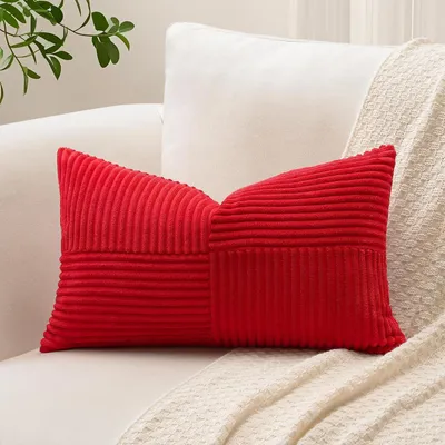 Productafbeelding van Kussensloop, corduroy, gestreept, rood, 40x60 cm, 1 stuk