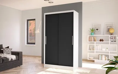 Obrázek produktu pro Moderní šatní skříň BRUNO 1 - šířka 100 cm, bílá / černá