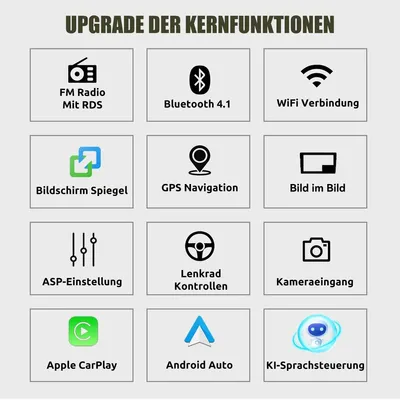 Produktbild von Autoradio 2 DIN Android 14 Carplay GPS Navi für VW Golf 5 Touran Tiguan Polo 9 Zoll Touchscreen 4GB RAM 64GB Speicher RDS Radio Freisprechanlage Bluetooth