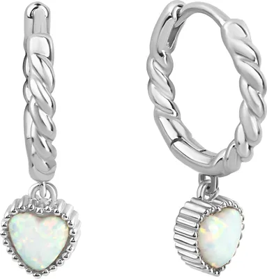 Produktbild von V Creolen 925/- Sterling Silber 2,3cm weiß synth. Opal weiß 358210243R