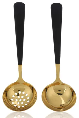Suppensieb-Set, 2-teilig, Edelstahl, gold, 14,5 cm