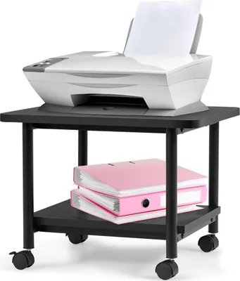 Produktbild von COSTWAY Druckerständer rollbar, Bürocontainer, Multifunktionswagen 2 Ebenen, Druckerablage, Druckertisch, Schwarz