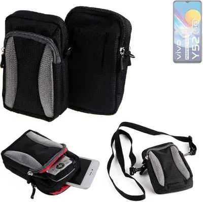 Produktbild von K-S-Trade Holster Schutz Hülle kompatibel mit Vivo Y52 5G Handy Hülle Gürteltasche Umhängetasche mit Zusatzfach schwarz