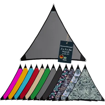 Produktbild von freigarten.de Sonnensegel Wasserdicht Sonnenschutz Garten mit befestigungen Leinen 100% Schutz vor UV-Strahlungen (3m x 3m, Grau)