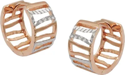 Produktbild von Paar Creolen Ohrringe Klappcreole Streben 375 Gold Rotgold bicolor Damen