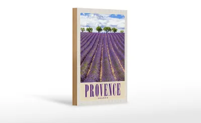Produktbild von Holzschild Reise 12x18 cm Provence Frankreich Lila Natur