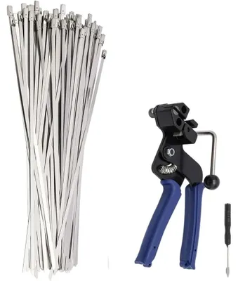 Produktbild von Kabelbinderzange - Spann- und Schneidwerkzeug - Federdesign - Edelstahl - 100 Kabelbinder