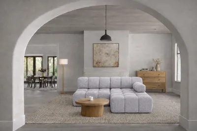 Produktbild von Kaiser Möbel Ecksofa L-Form Mini II modular, Bouclé-Stoff Abriamo, Hellgrau, Rechts, Selia